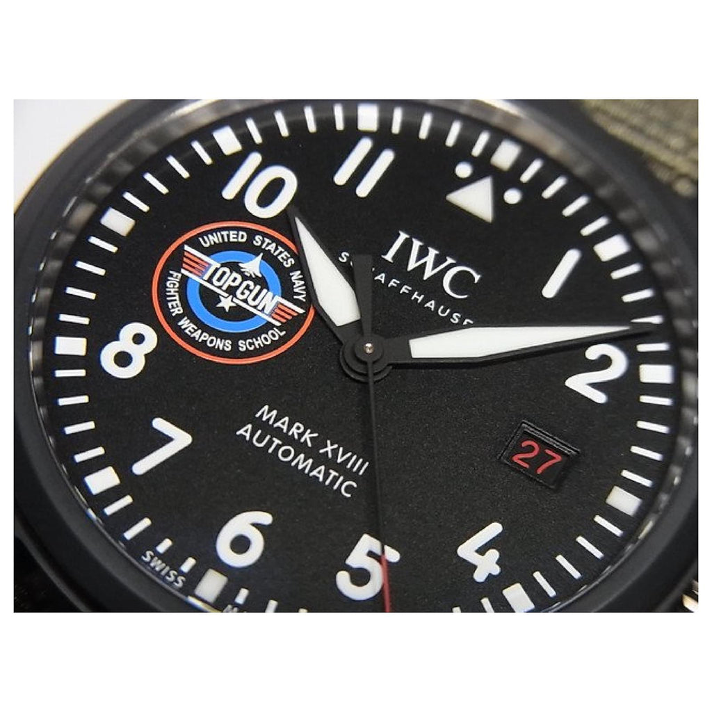 IWC Pilot’s Watch Mark XVIII Top Gun Edition “SFTI” Black Dial Green Nylon Strap Watch For Men - IW324712