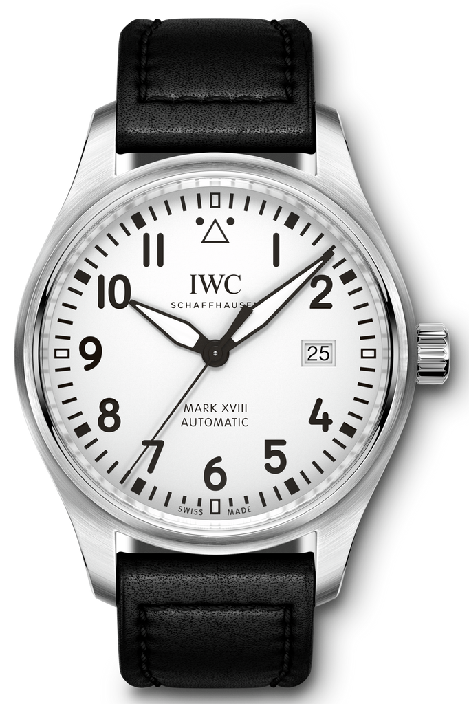 IWC Pilot's Watch Mark XVIII White Dial Black Leather Strap Watch For Men - IW327002