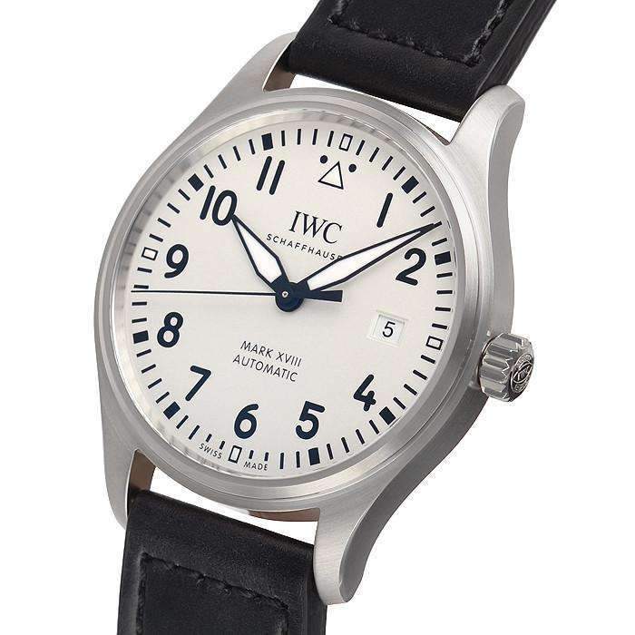 IWC Pilot's Watch Mark XVIII White Dial Black Leather Strap Watch For Men - IW327002