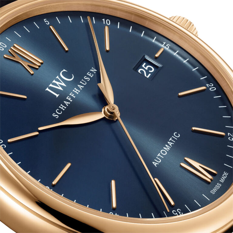 IWC Portofino Automatic Blue Dial Black Leather Strap Watch For Men - IW356522