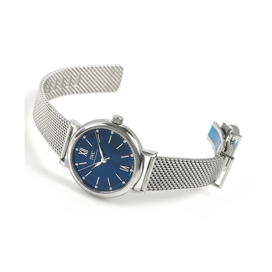 IWC Portofino Automatic Blue Dial Silver Mesh Bracelet Watch For Women - IW357404