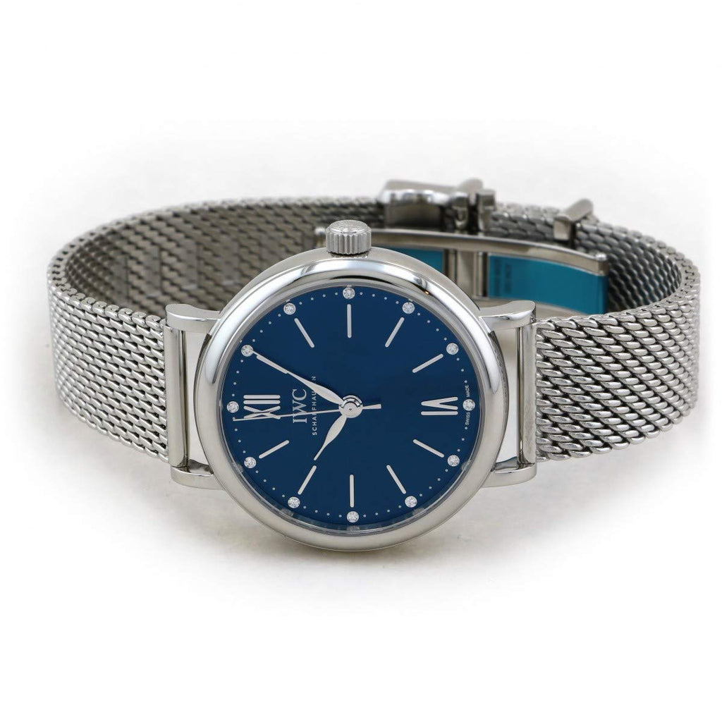 IWC Portofino Automatic Blue Dial Silver Mesh Bracelet Watch For Women - IW357404