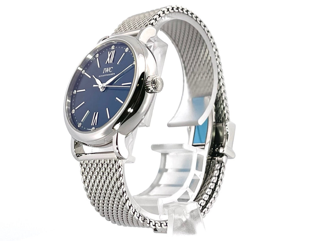 IWC Portofino Automatic Blue Dial Silver Mesh Bracelet Watch For Women - IW357404