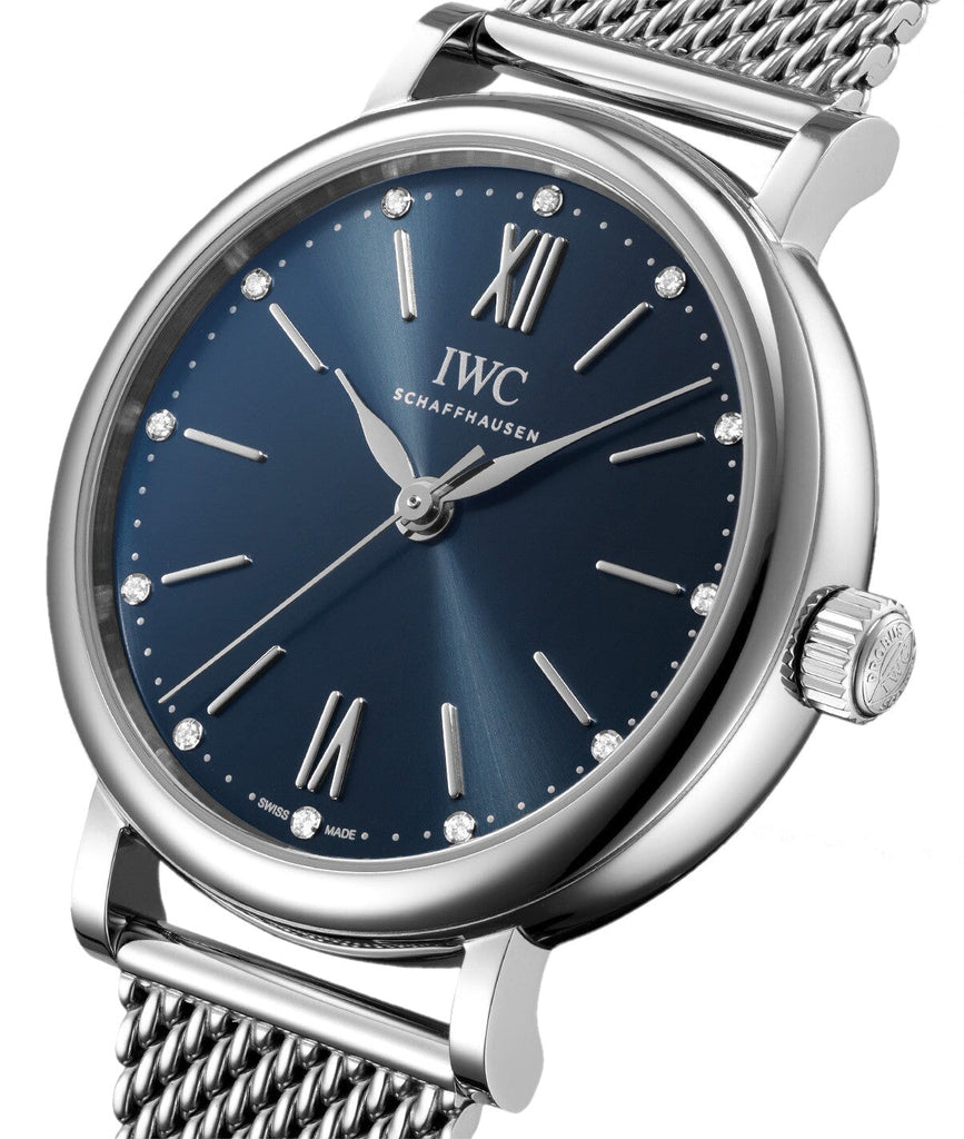 IWC Portofino Automatic Blue Dial Silver Mesh Bracelet Watch For Women - IW357404