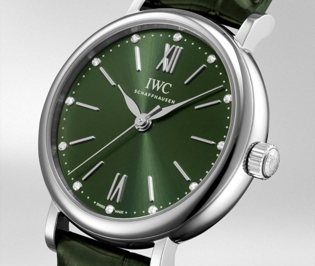 IWC Portofino Automatic Green Dial Green Leather Strap Watch For Women - IW357405