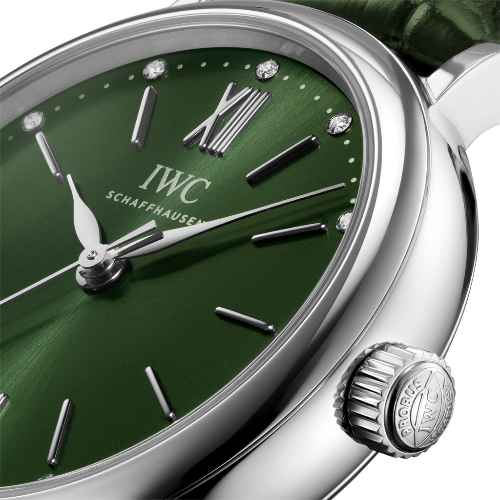 IWC Portofino Automatic Green Dial Green Leather Strap Watch For Women - IW357405