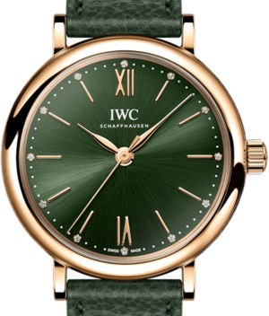 IWC Portofino Automatic Green Dial Green Leather Strap Watch For Women - IW357415