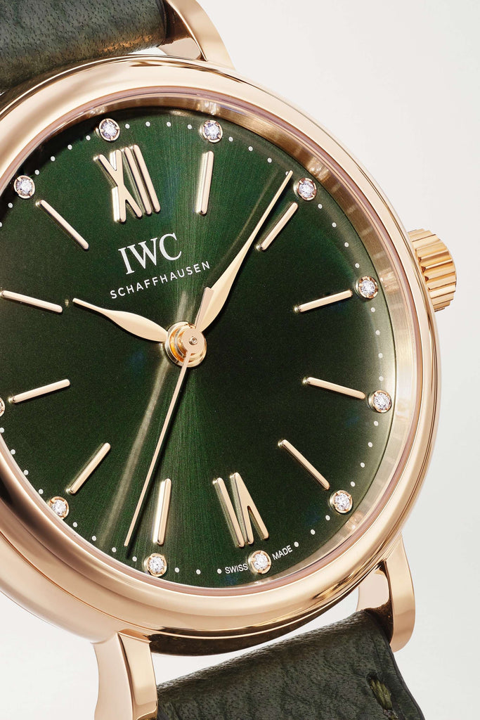 IWC Portofino Automatic Green Dial Green Leather Strap Watch For Women - IW357415