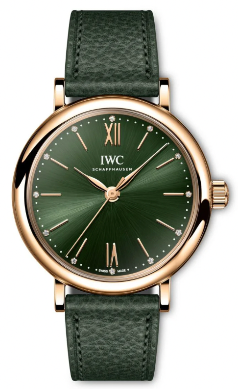 IWC Portofino Automatic Green Dial Green Leather Strap Watch For Women - IW357415