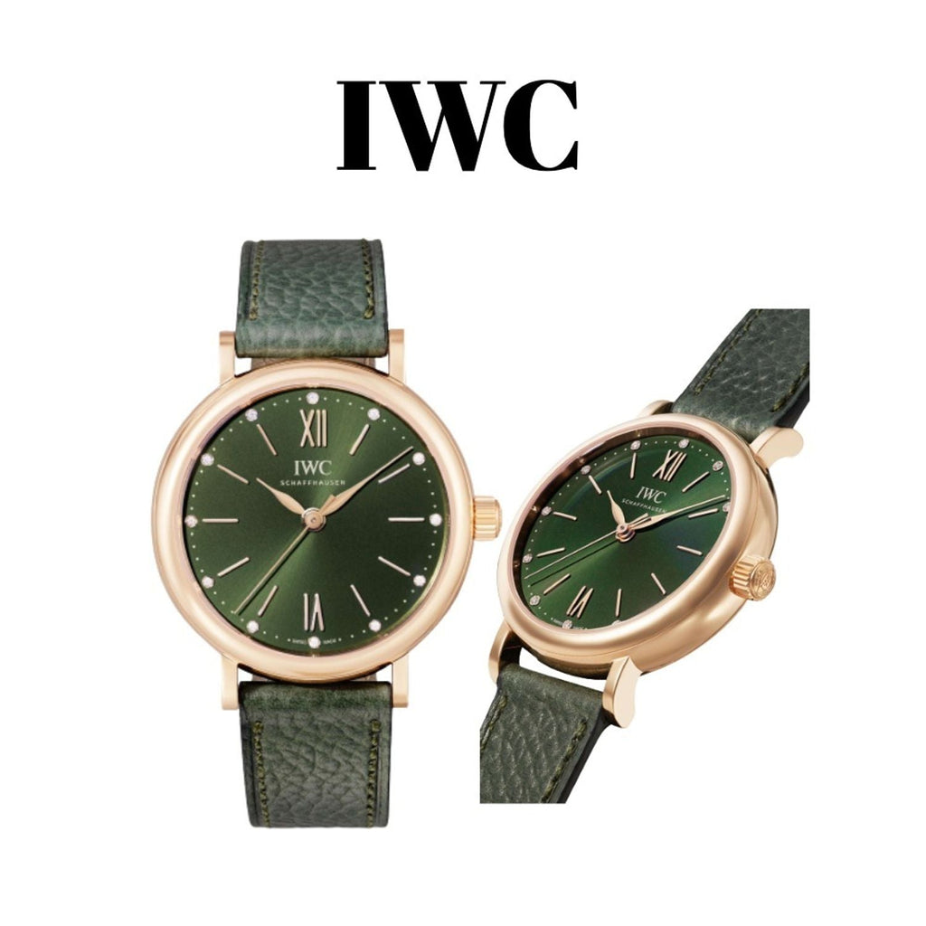 IWC Portofino Automatic Green Dial Green Leather Strap Watch For Women - IW357415