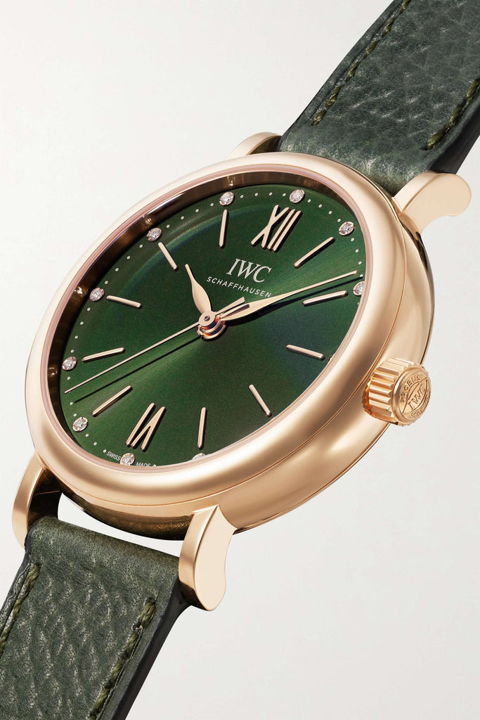 IWC Portofino Automatic Green Dial Green Leather Strap Watch For Women - IW357415