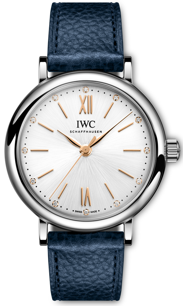 IWC Portofino Automatic Silver Dial Blue Leather Strap Watch For Women - IW357411