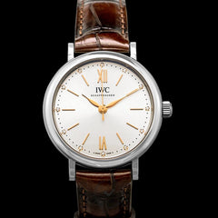 IWC Portofino Automatic Silver Dial Brown Leather Strap Watch For Women - IW357403