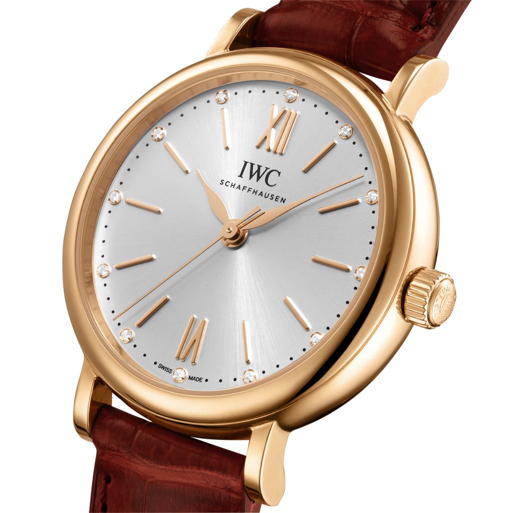 IWC Portofino Automatic Silver Dial Burgundy Leather Strap Watch For Women - IW357401