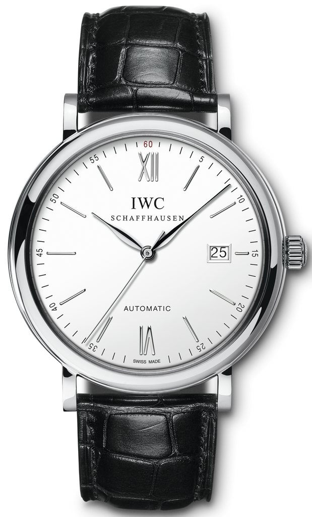 IWC Portofino Automatic White Dial Black Leather Strap Watch For Men - IW356501