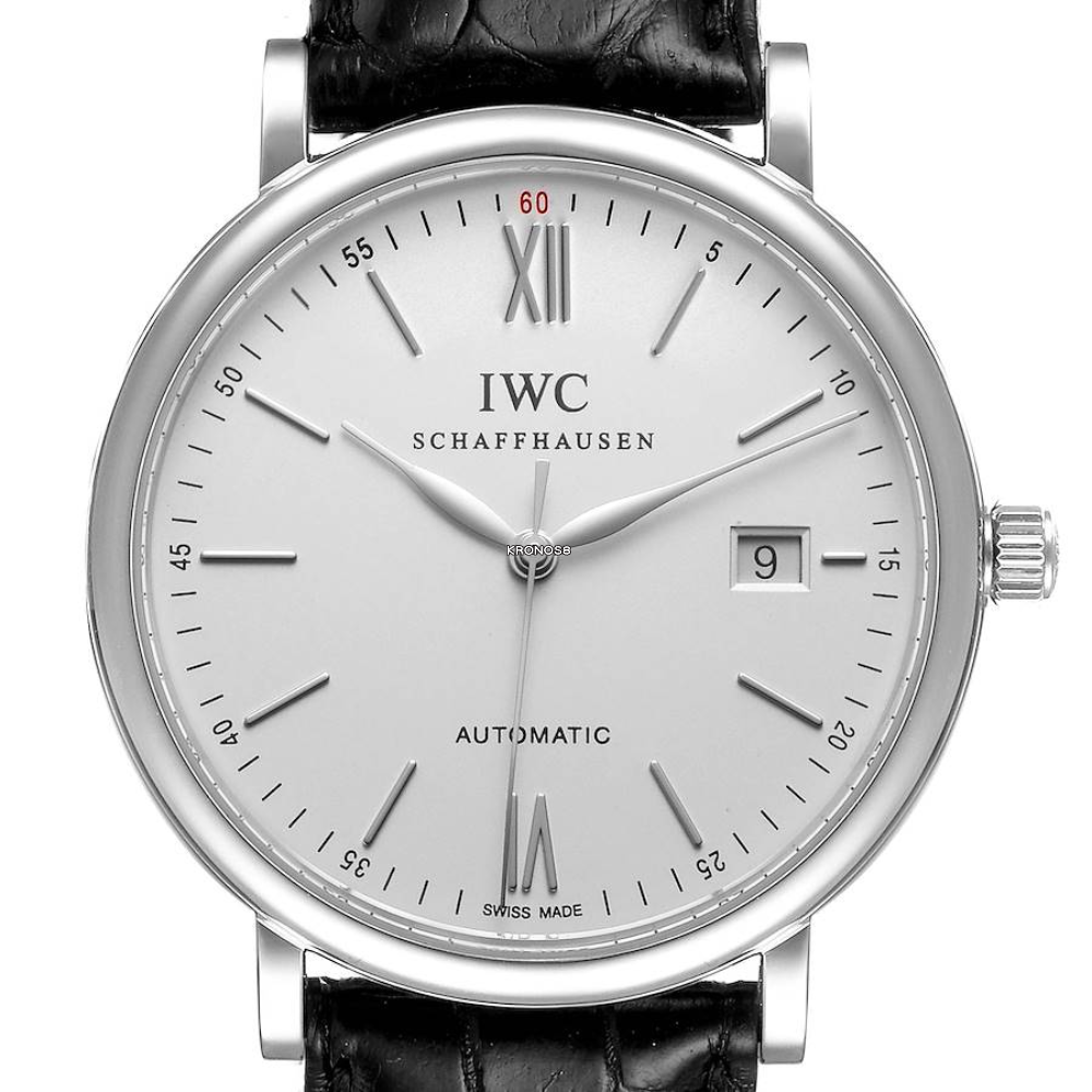 IWC Portofino Automatic White Dial Black Leather Strap Watch For Men - IW356501