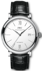 IWC Portofino Automatic White Dial Black Leather Strap Watch For Men - IW356501