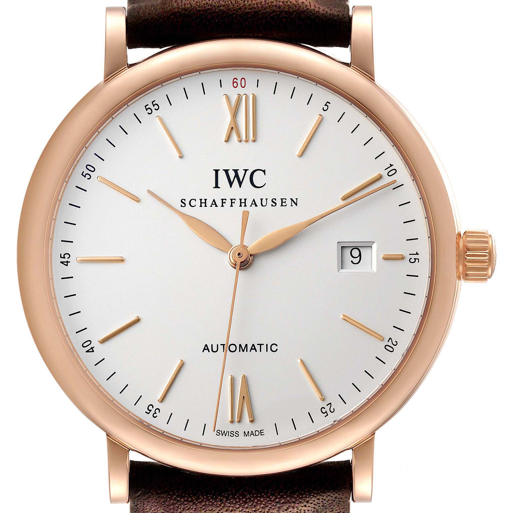 IWC Portofino Automatic White Dial Brown Leather Strap Watch For Men - IW356504