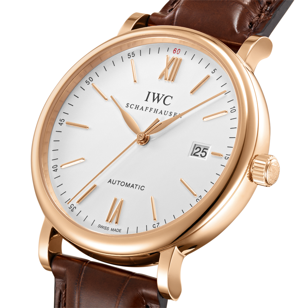 IWC Portofino Automatic White Dial Brown Leather Strap Watch For Men - IW356504