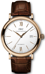 IWC Portofino Automatic White Dial Brown Leather Strap Watch For Men - IW356504