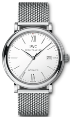 IWC Portofino Automatic White Dial Silver Mesh Bracelet Watch For Men - IW356505