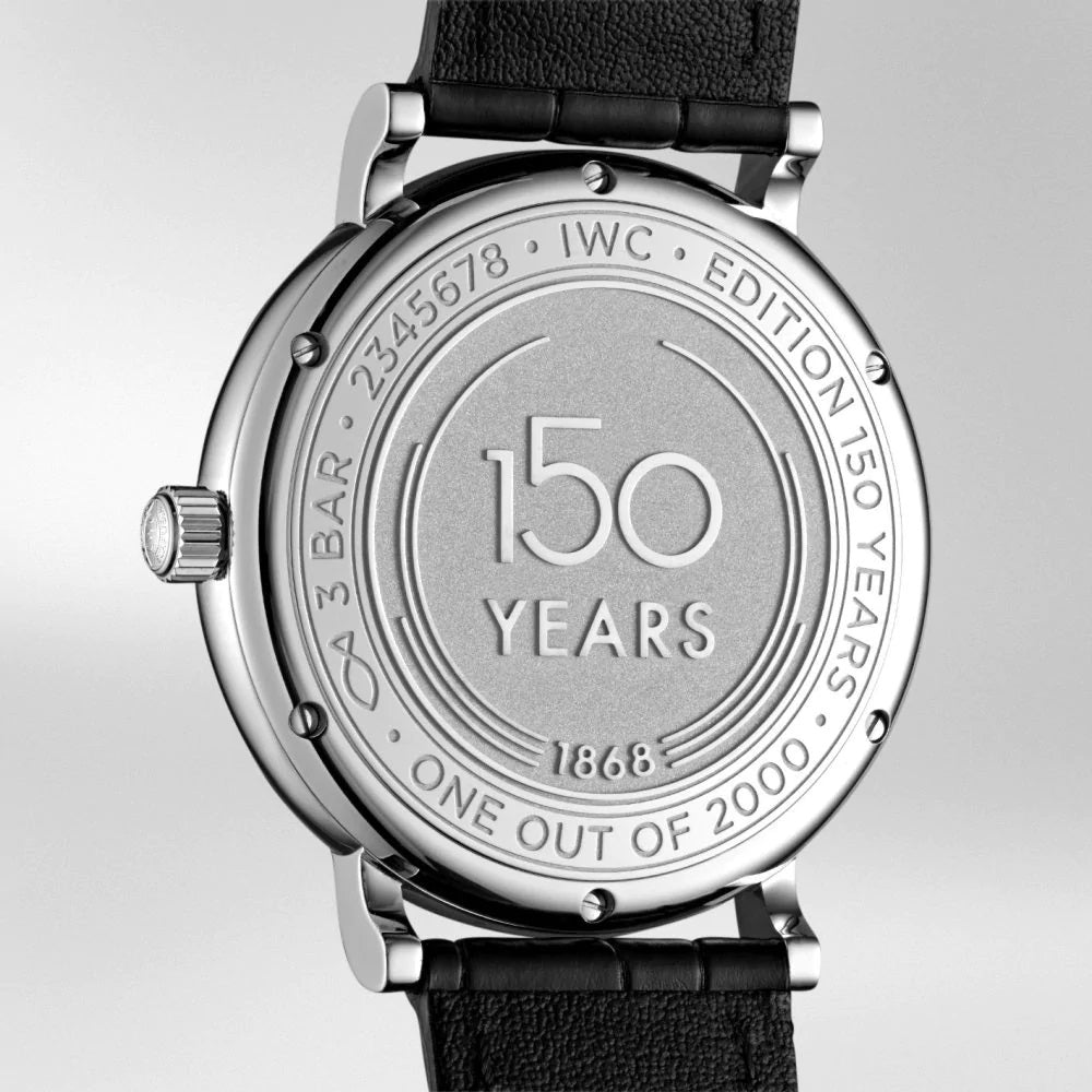 IWC Portofino Automatic '150 Years' Edition Automatic White Dial Black Leather Strap Watch For Men - IW356519