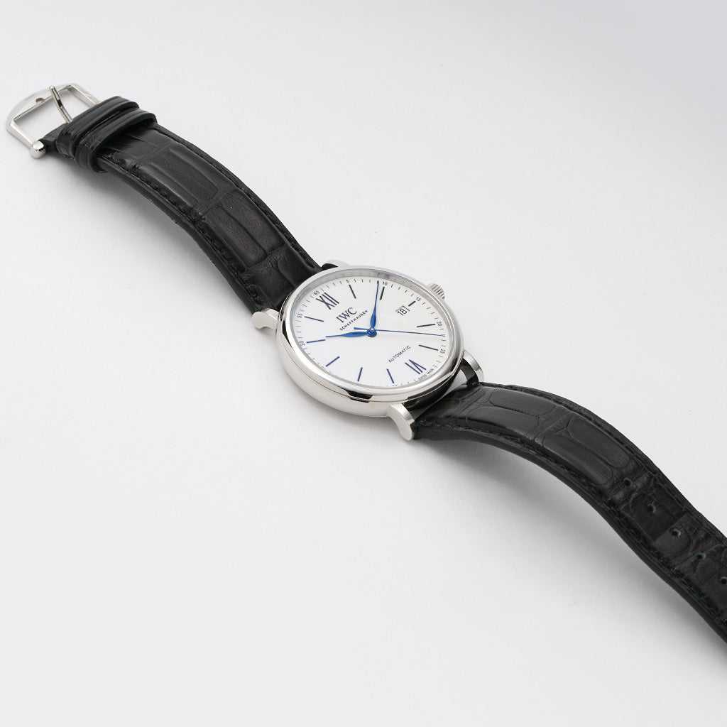 IWC Portofino Automatic '150 Years' Edition Automatic White Dial Black Leather Strap Watch For Men - IW356519