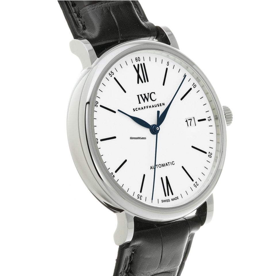 IWC Portofino Automatic '150 Years' Edition Automatic White Dial Black Leather Strap Watch For Men - IW356519