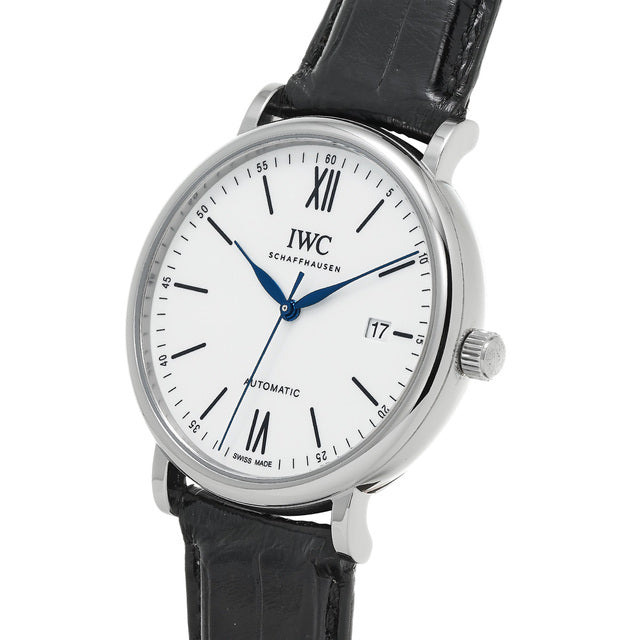 IWC Portofino Automatic '150 Years' Edition Automatic White Dial Black Leather Strap Watch For Men - IW356519