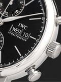 IWC Portofino Chronograph Black Dial Black Leather Strap Watch For Men - IW391008