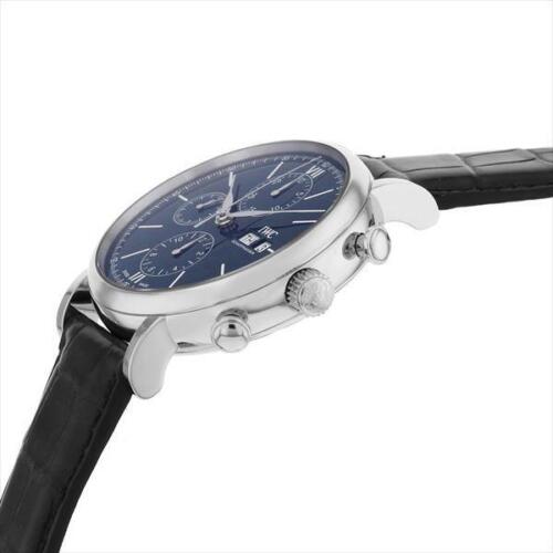 IWC Portofino Chronograph Blue Dial Black Leather Strap Watch For Men - IW391023