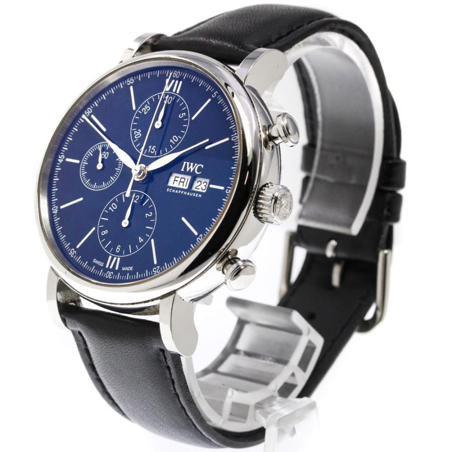 IWC Portofino Chronograph Blue Dial Black Leather Strap Watch For Men - IW391023