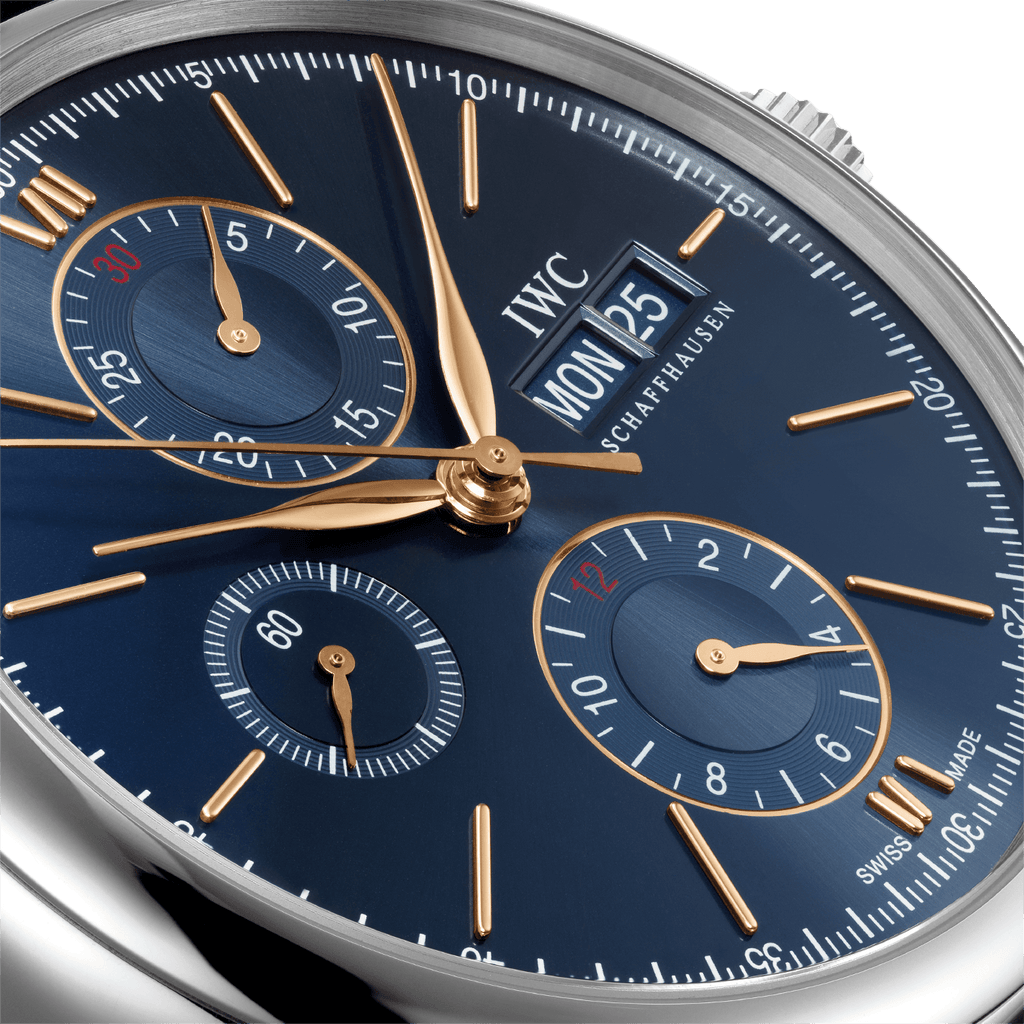 IWC Portofino Chronograph Blue Dial Black Leather Strap Watch For Men - IW391036