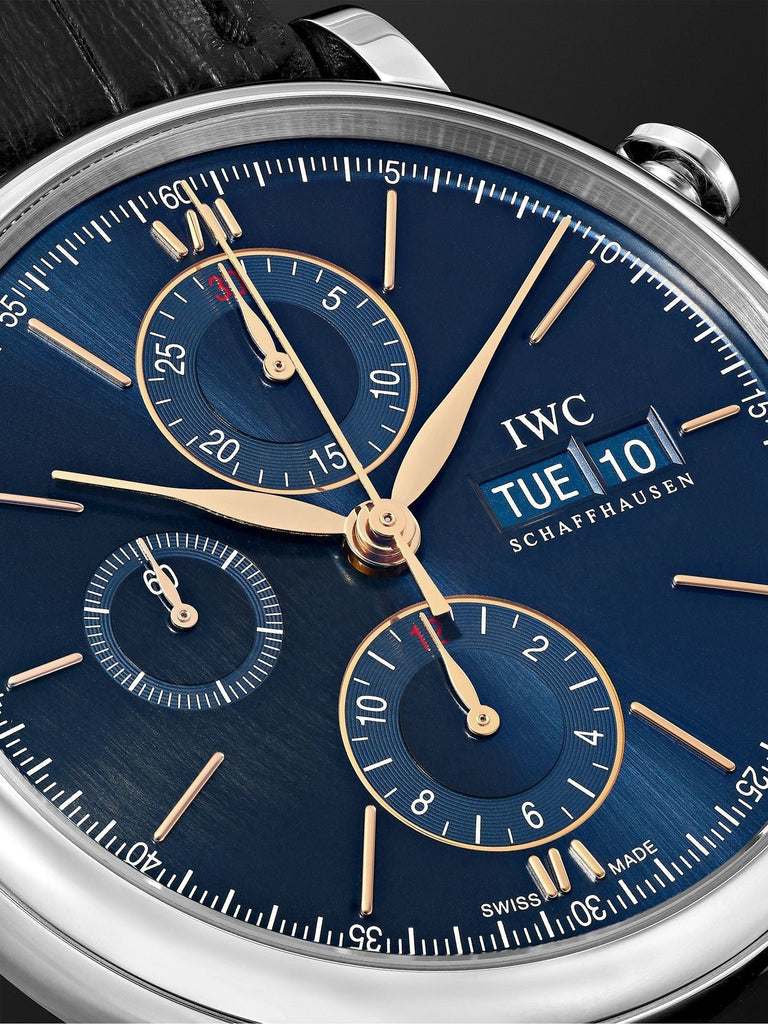 IWC Portofino Chronograph Blue Dial Black Leather Strap Watch For Men - IW391036