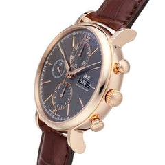 IWC Portofino Chronograph Grey Dial Brown Leather Strap Watch For Men - IW391021