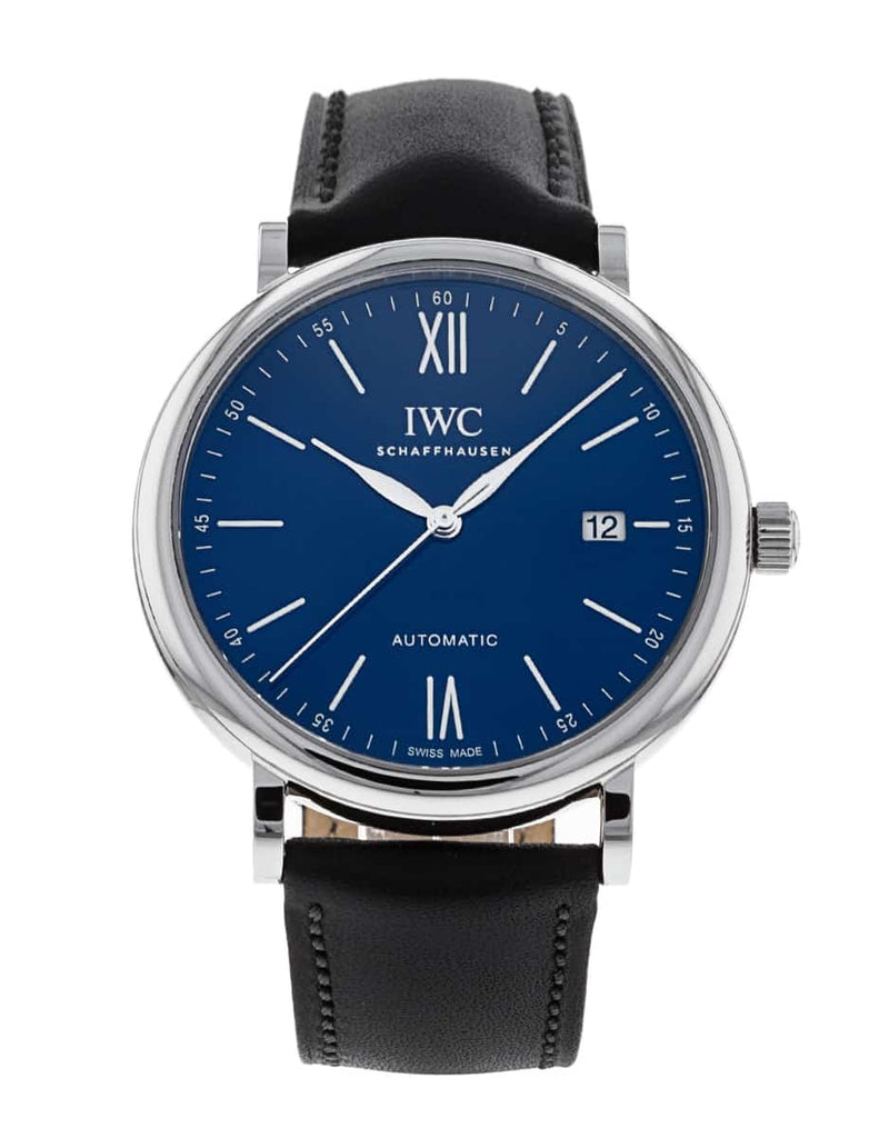 IWC Portofino '150 Years Edition' Automatic Blue Dial Black Leather Strap Watch For Men - IW356518