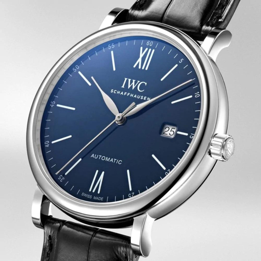 IWC Portofino '150 Years Edition' Automatic Blue Dial Black Leather Strap Watch For Men - IW356518