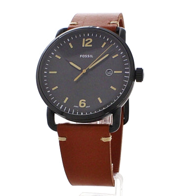 Fossil Commuter Three Hand Date Black Dial Brown Leather Strap Watch for Men - FS5276 Watches Fossil   