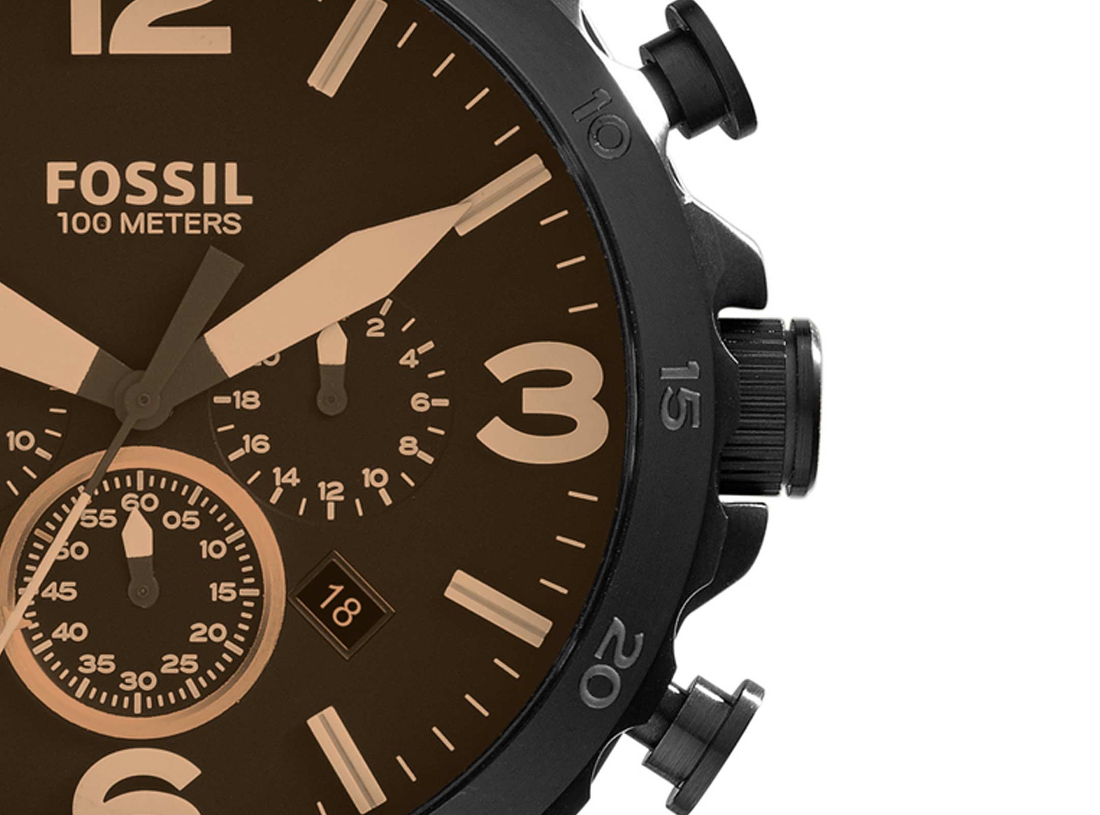 Fossil Nate Chronograph Brown Dial Brown Leather Strap Watch for Men - JR1487 Watches Fossil   