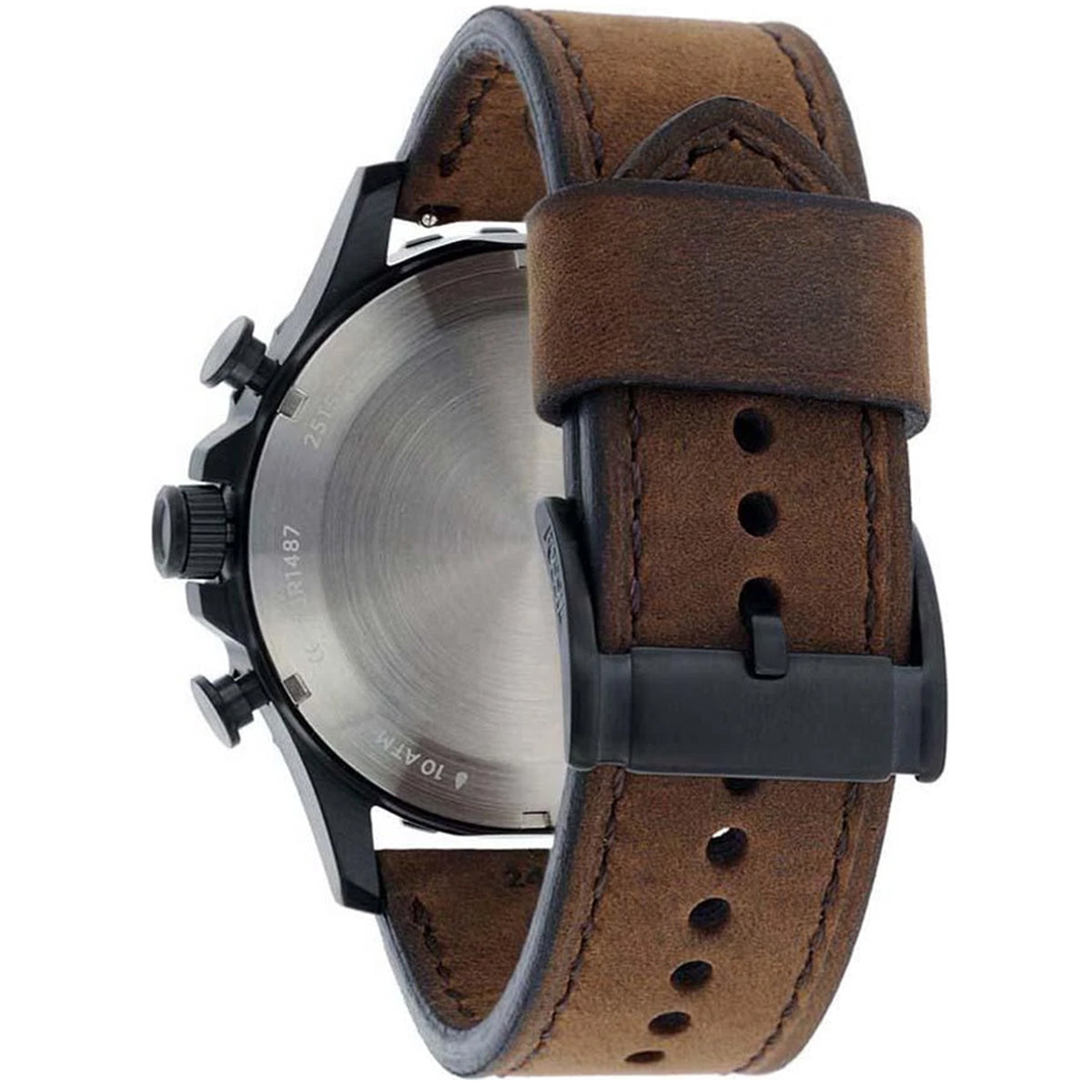 Fossil Nate Chronograph Brown Dial Brown Leather Strap Watch for Men - JR1487 Watches Fossil   