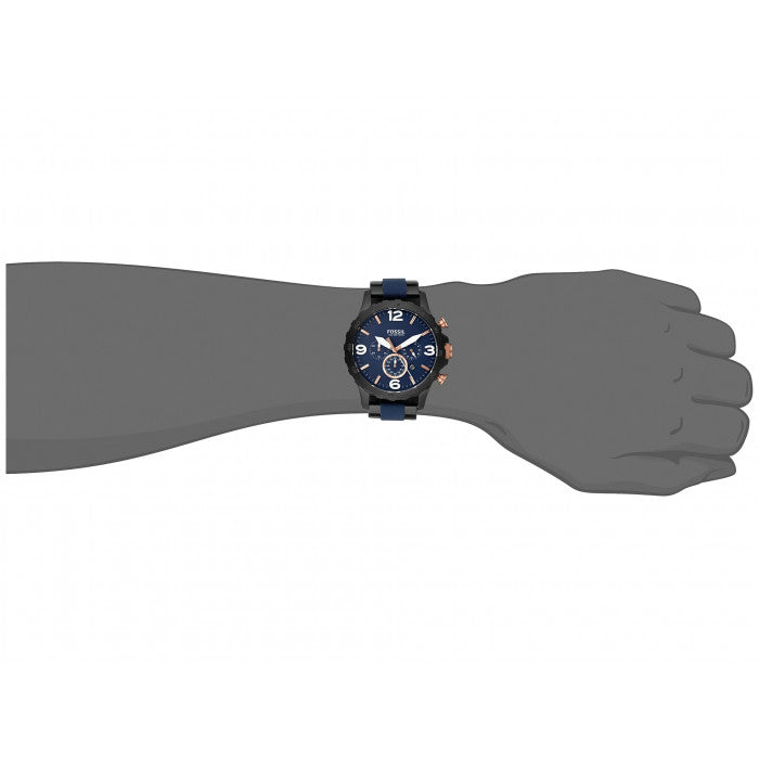 Fossil Nate Chronograph Blue Dial Two Tone Steel Strap Watch for Men - JR1494 Watches Fossil   