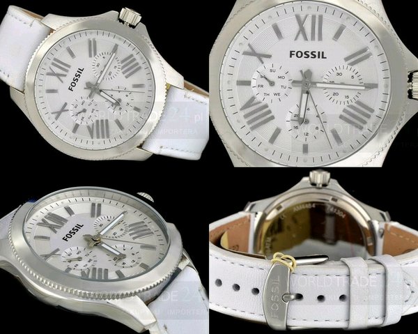 Fossil Cecile White Dial White Leather Strap Watch for Women - AM4484 Watches Fossil   