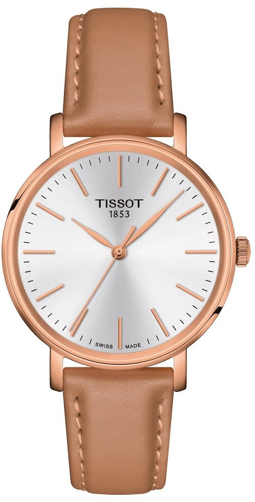 Tissot Everytime Lady Rose Gold Plated Leather Strap Watch for Women - T143.210.36.011.00 Watches Tissot   