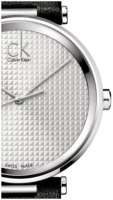 Calvin Klein Sight Silver Dial Black Leather Strap Watch for Men - K1S21120 Watches Calvin Klein   