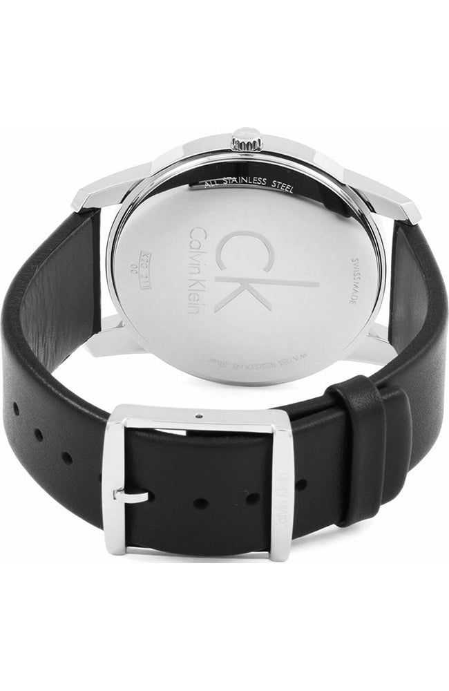 Calvin Klein City Black Dial Black Leather Strap Watch for Men - K2G21107 Watches Calvin Klein   