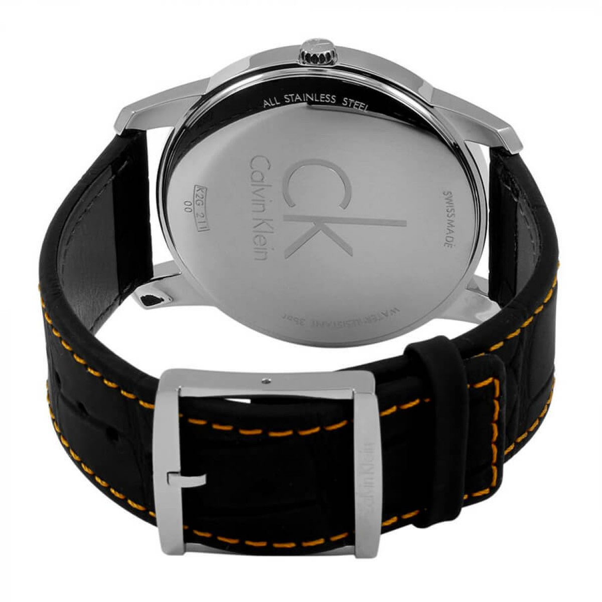 Calvin Klein City Black Dial Black Leather Strap Watch for Men - K2G211C1 Watches Calvin Klein   