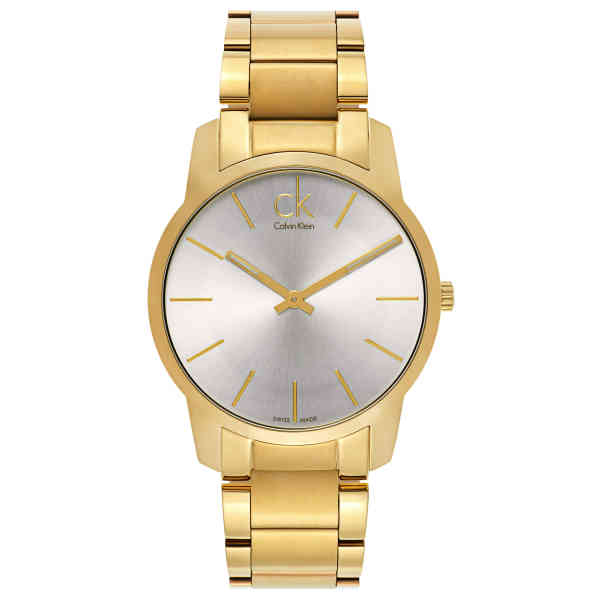 Calvin Klein City Silver Dial Gold Steel Strap Watch for Men - K2G21546 Watches Calvin Klein   