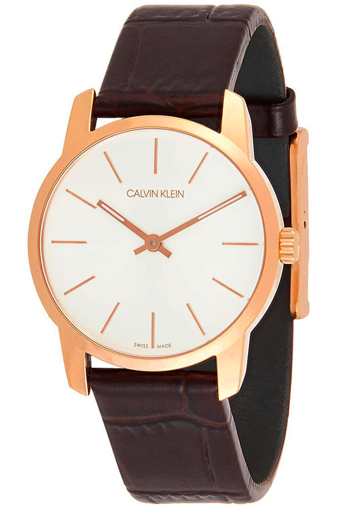 Calvin Klein City White Dial Brown Leather Strap Watch for Men - K2G21629 Watches Calvin Klein   