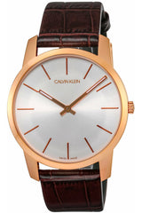 Calvin Klein City White Dial Brown Leather Strap Watch for Men - K2G21629 Watches Calvin Klein   