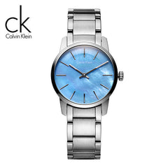 Calvin Klein City Mother of Pearl Blue Dial Silver Steel Strap Watch for Women - K2G2314X Watches Calvin Klein   